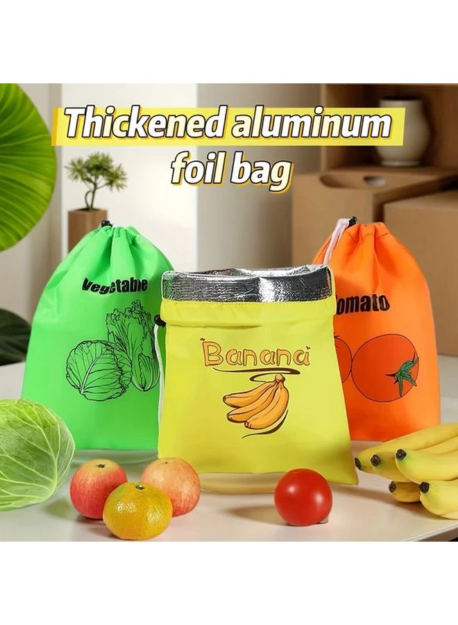 Reusable Food Storage Bags Set of 3 Oversized Leakproof Breathable Drawstring Keep Fresh 2 Weeks Yellow Green Orange - Image 1